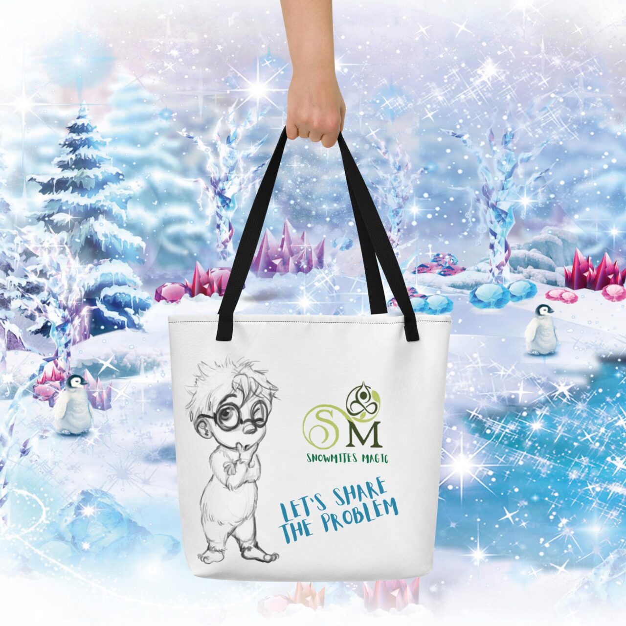 Snowmites Magic Large Tote Bag Share the Problem