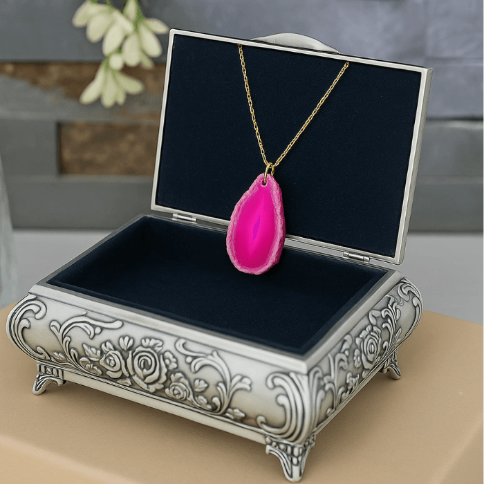 Crystal Pink Agate Necklace